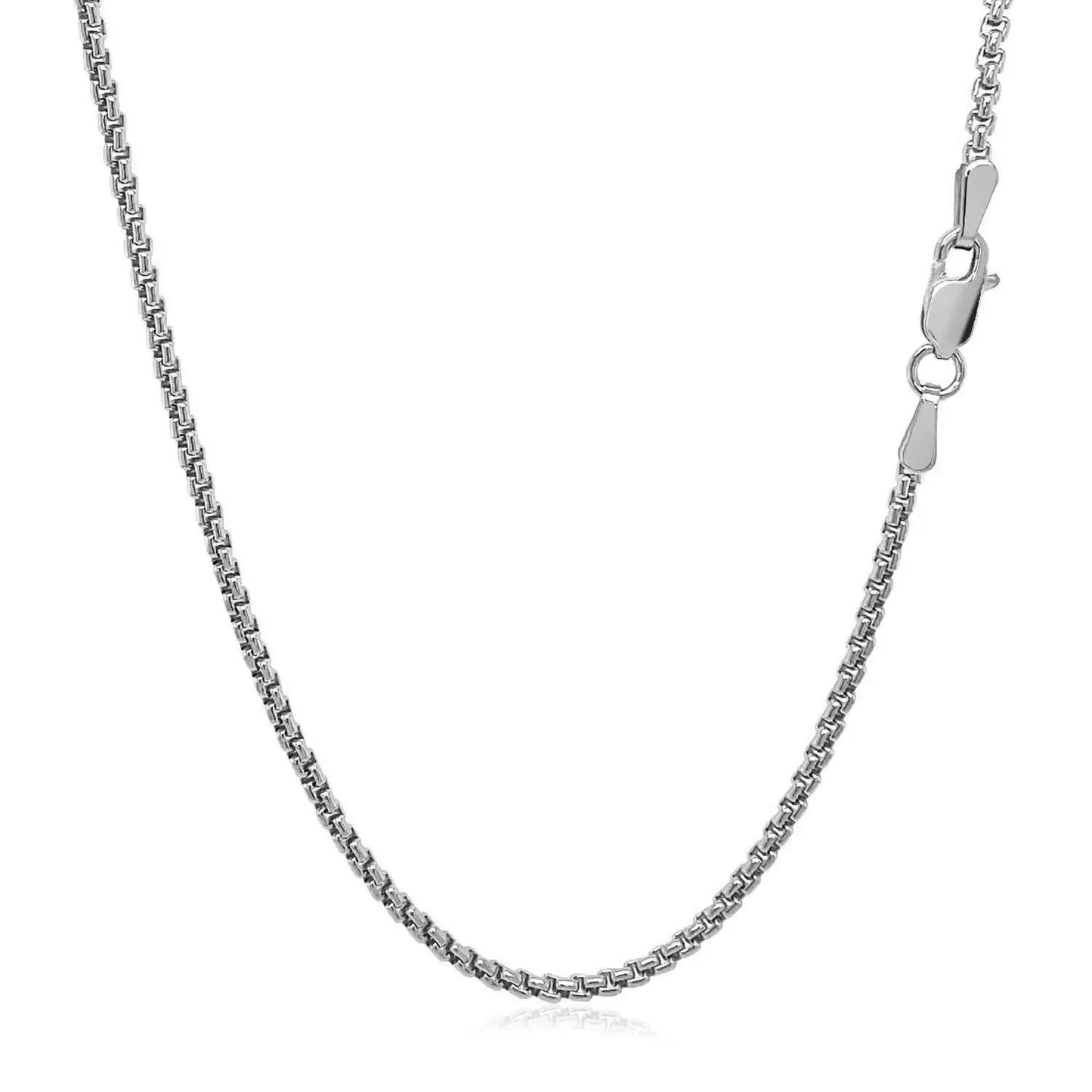 14k white gold solid round box chain necklace 1.60 mm with lobster clasp on Tampa Home & Garden Store