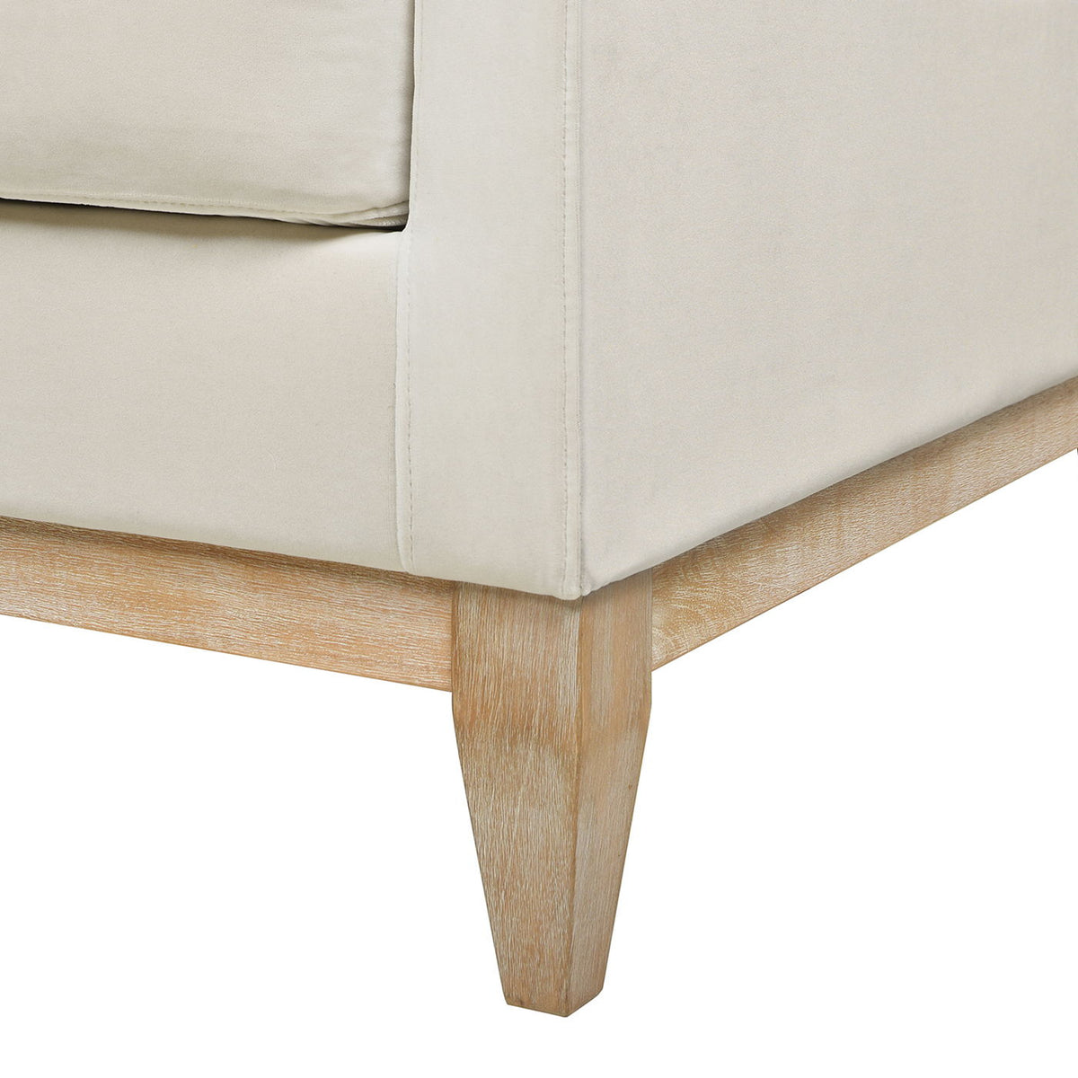 Knox Modern Farmhouse Sofa stationary beige upholstery with tapered natural wood legs HouseOfZazla on Tampa Home & Garden Store