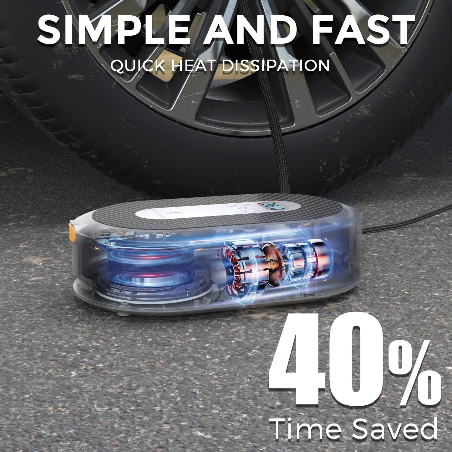 Gonfleur de pneu de voiture rétractable