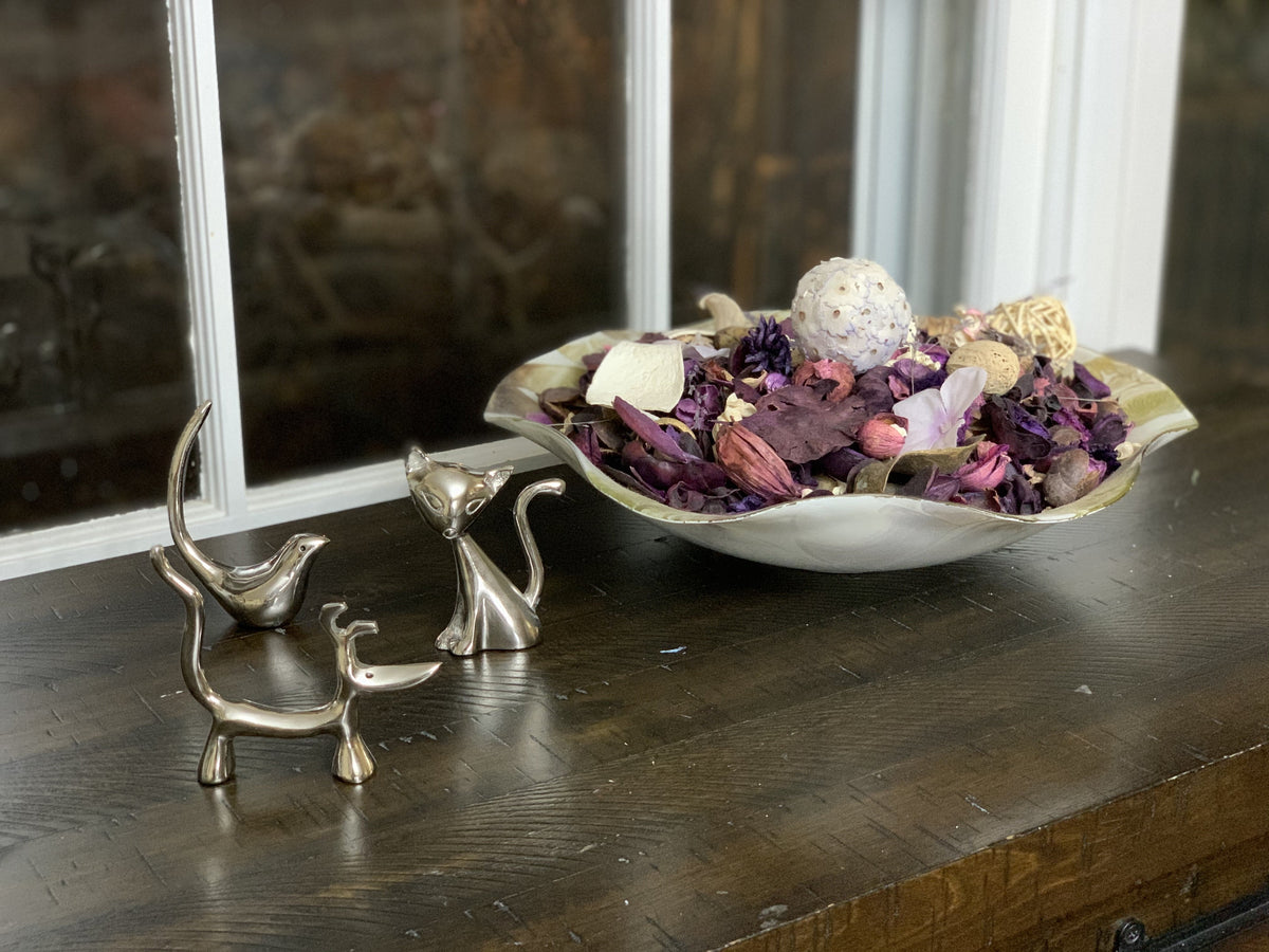 Vibhsa Silver Dog Cat Bird Ring Holders; 3 animal figures on a decorative dish on Tampa Home & Garden Store