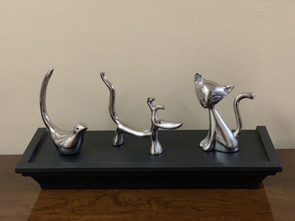 Vibhsa silver dog cat bird ring holders set, 3-piece display on black base on Tampa Home & Garden Store