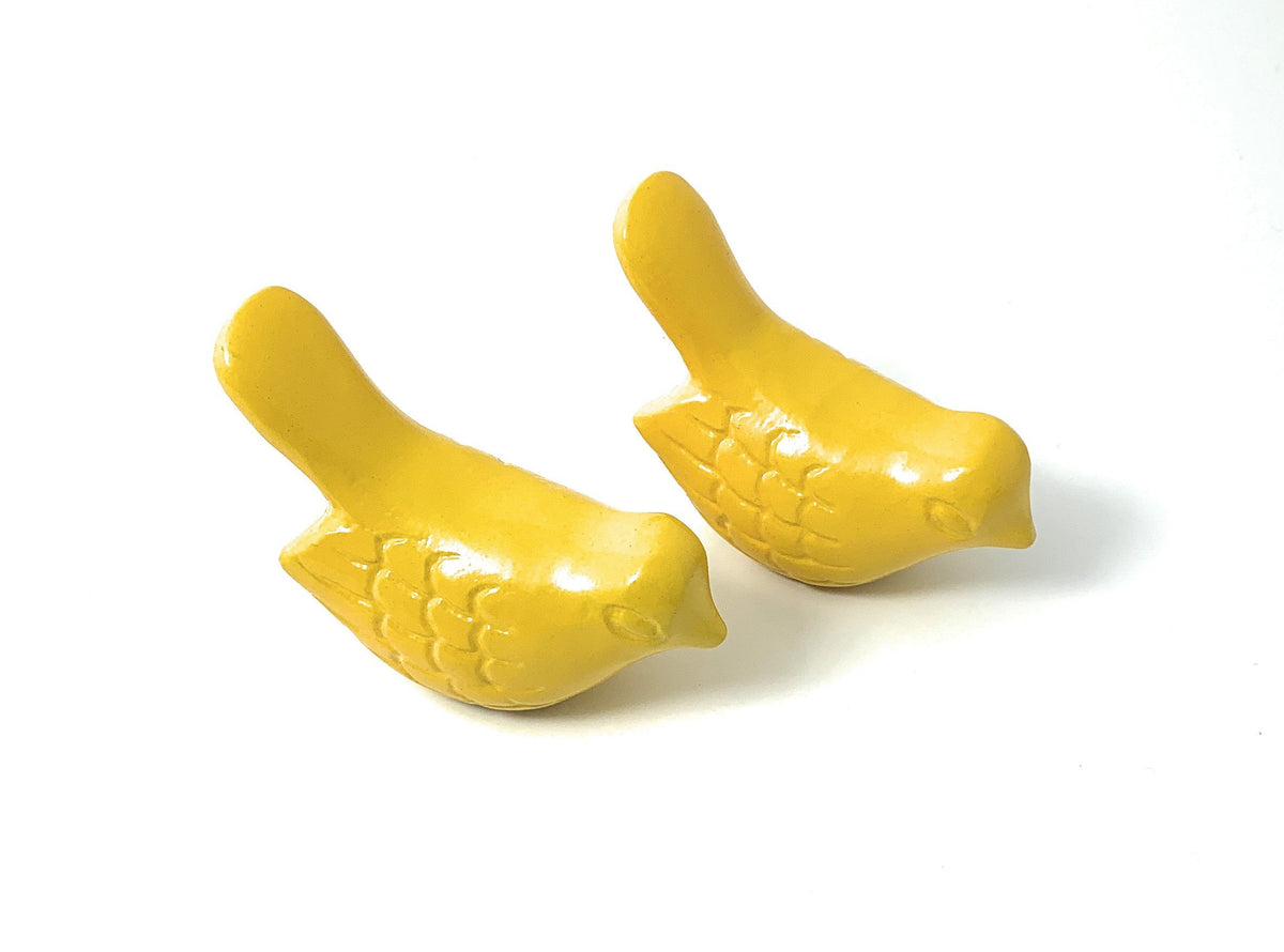 Vibhsa yellow bird of happiness figurines set of 2, glossy ceramic on Tampa Home & Garden Store
