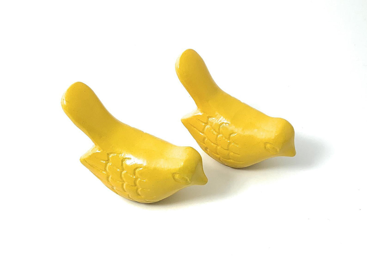 Bird figurines set of 2 by Vibhsa in yellow glossy ceramic on Tampa Home & Garden Store