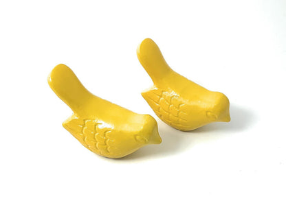 Bird figurines set of 2 by Vibhsa in yellow glossy ceramic on Tampa Home & Garden Store