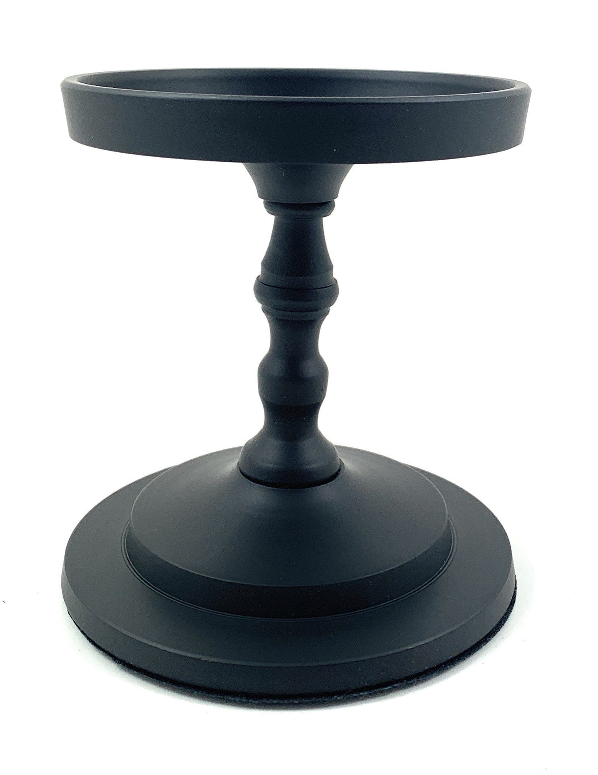 Vibhsa Pillar Candle Holder matte black 4.5 in high with circular tray fits 3.5 in candles on Tampa Home & Garden Store