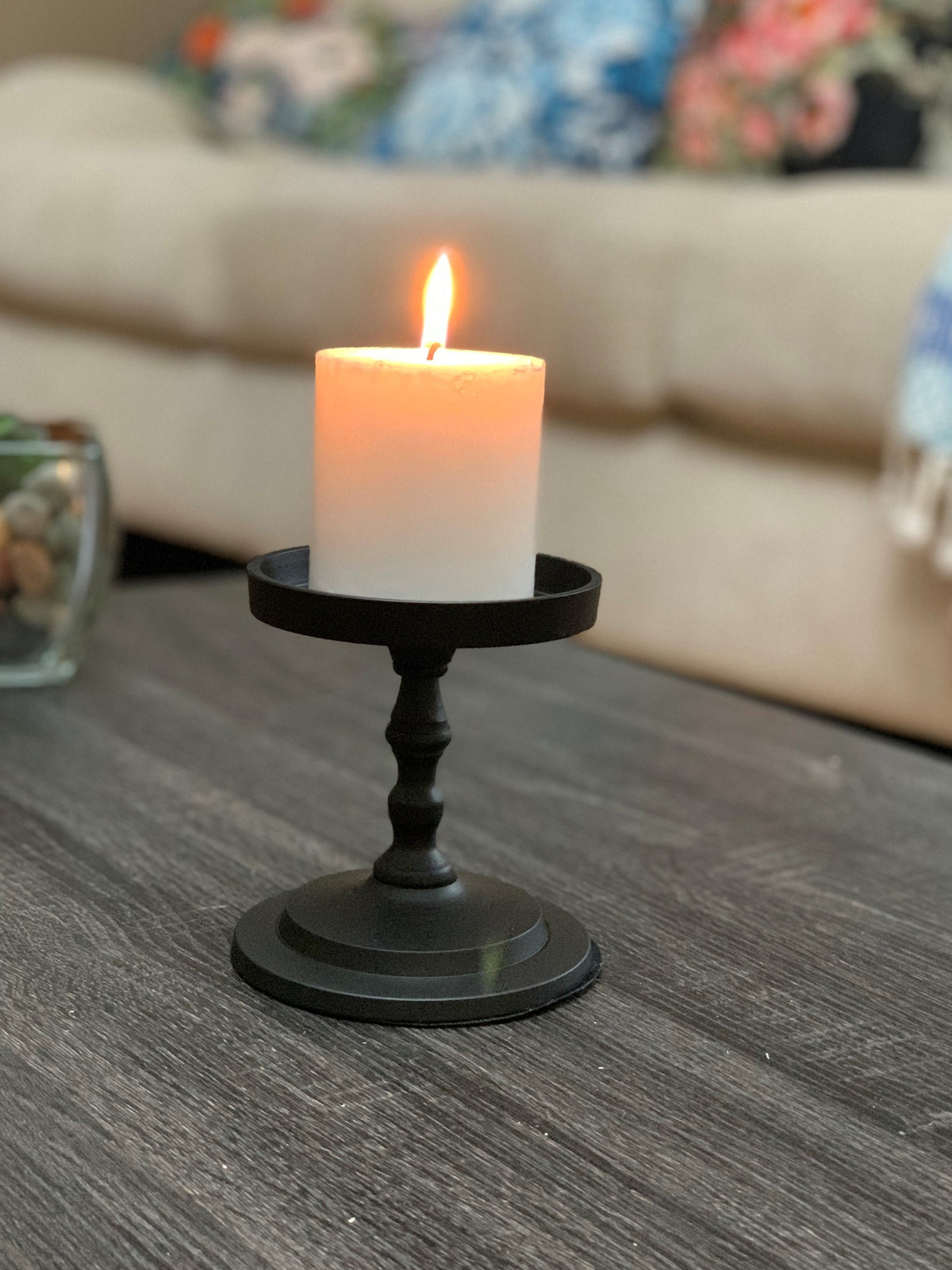 Vibhsa Pillar Candle Holder matte black 4.5H fits 3.5in candles on Tampa Home & Garden Store