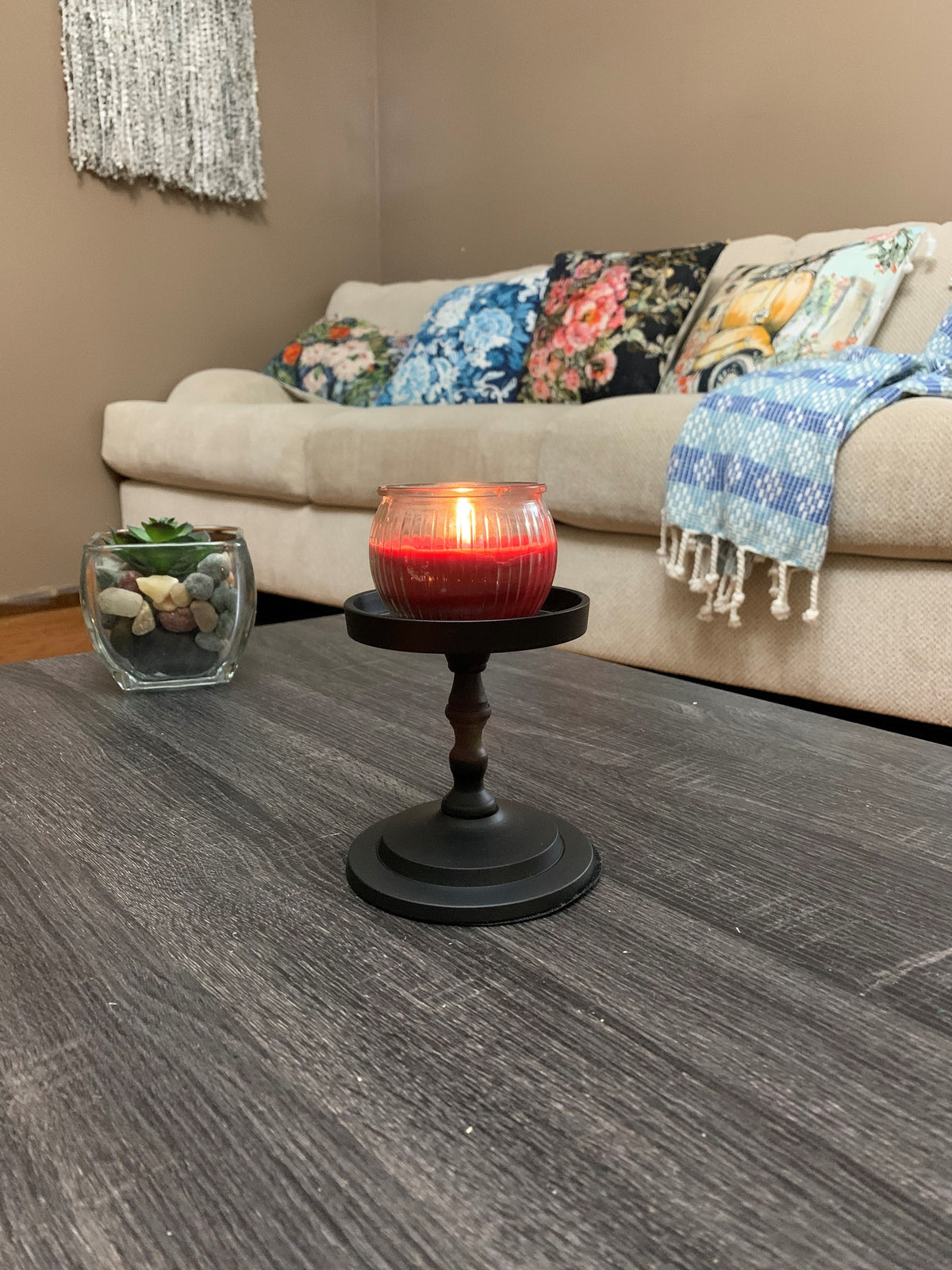 Vibhsa pillar candle holder, matte black, 4.5 inch height, fits 3.5 inch candles on Tampa Home & Garden Store