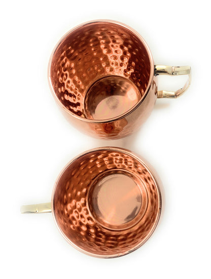 Vibhsa copper hammered Moscow Mule mugs, set of 4 with brass handles on Tampa Home & Garden Store