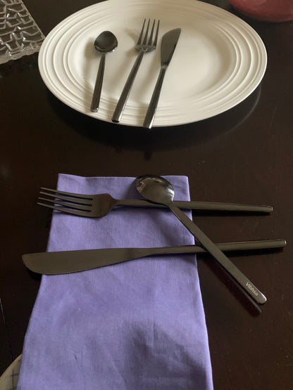 Vibhsa 18 pc flatware set in black matte finish with forks spoons knives on Tampa Home & Garden Store