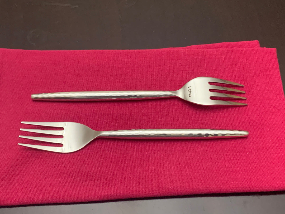 Vibhsa salad appetizer forks set of 6, stainless steel with twisted textured handles on Tampa Home & Garden Store
