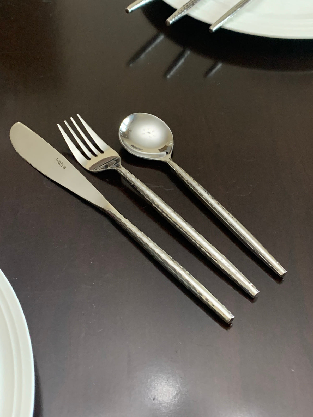 Vibhsa 36-PC silverware set stainless steel, service for 12, textured handles on Tampa Home & Garden Store