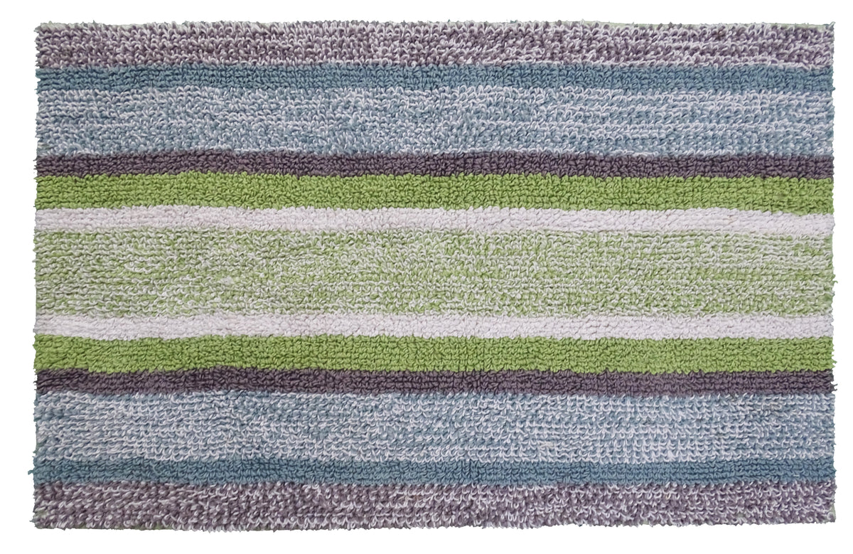 Vibhsa multi color striped bath rug 20x32, 100% cotton, machine washable on Tampa Home & Garden Store
