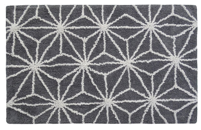 Vibhsa bath rug geometric starburst pattern in grey and ivory on Tampa Home & Garden Store