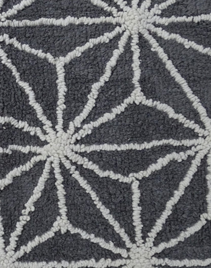 Vibhsa bath rug geometric pattern in grey and ivory, tufted texture on Tampa Home & Garden Store