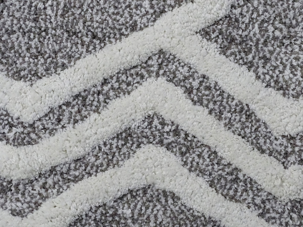 Vibhsa bath rug geometric pattern in grey and ivory on Tampa Home & Garden Store
