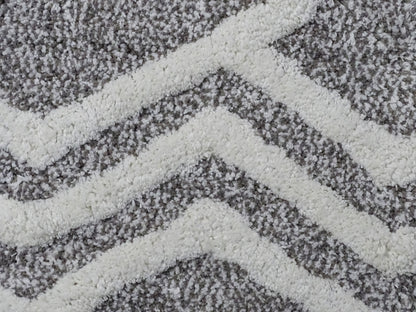 Vibhsa bath rug geometric pattern in grey and ivory on Tampa Home & Garden Store