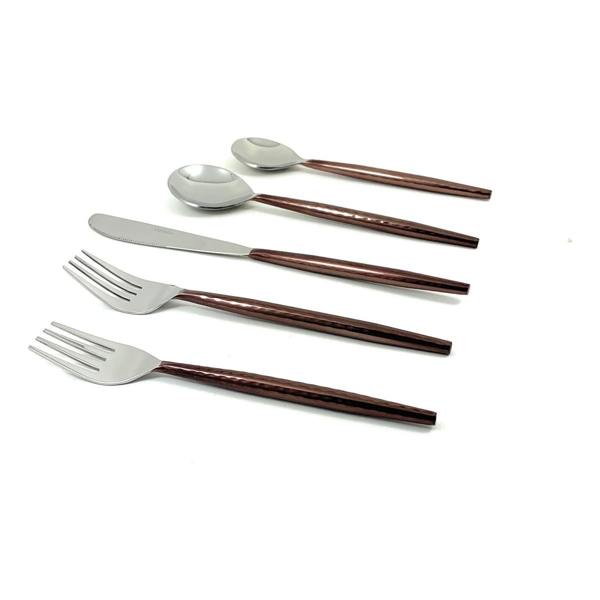 Hammered stainless steel flatware set with brown handles, 20 pieces by Vibhsa on Tampa Home & Garden Store