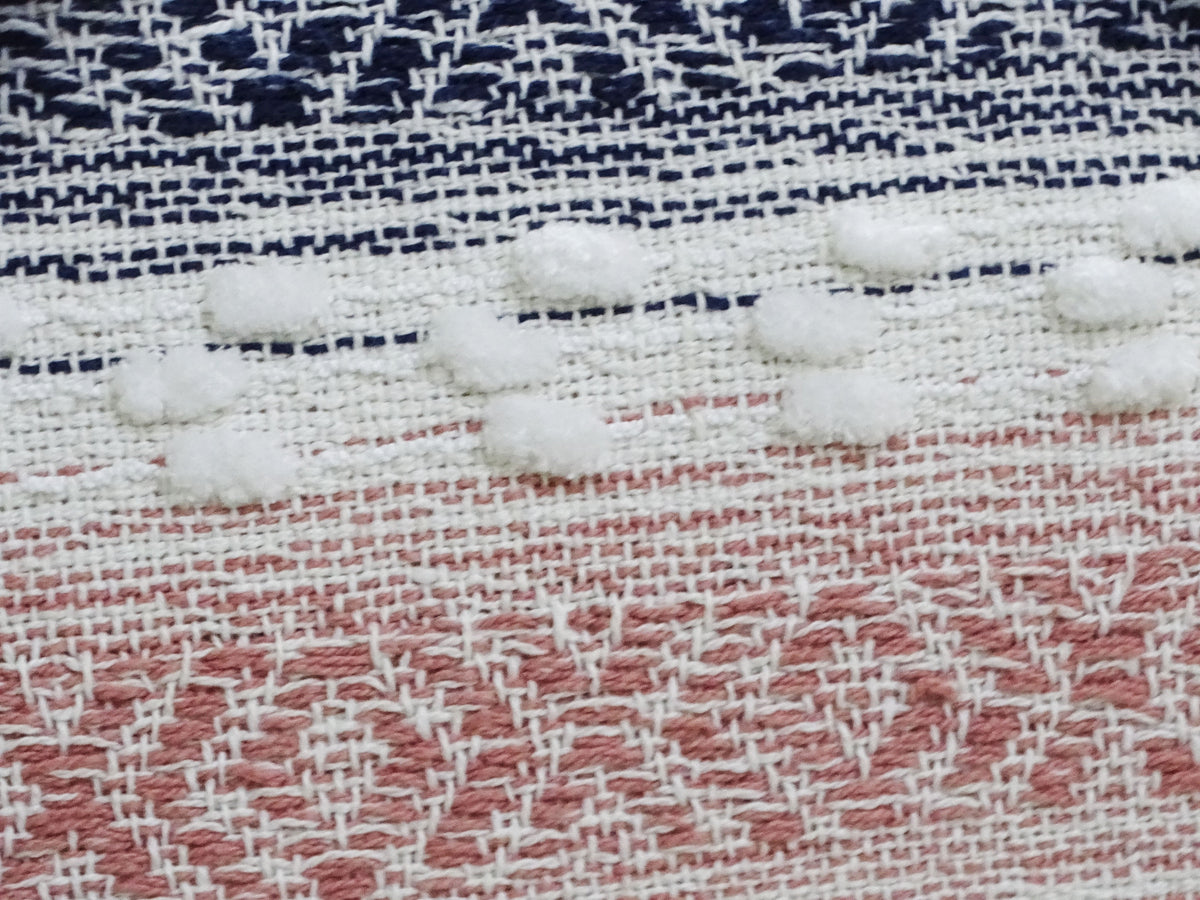 Throw Pillow with Tassels Vibhsa navy white woven pattern with tassel edge 22x22 insert included on Tampa Home & Garden Store