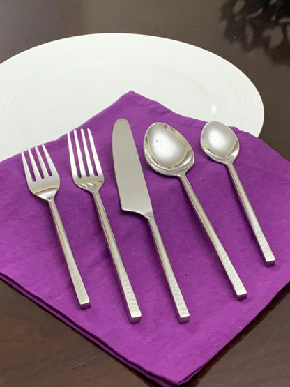 Vibhsa 20-Piece Flatware Set, service for 4, silver finish with purple napkin on Tampa Home & Garden Store