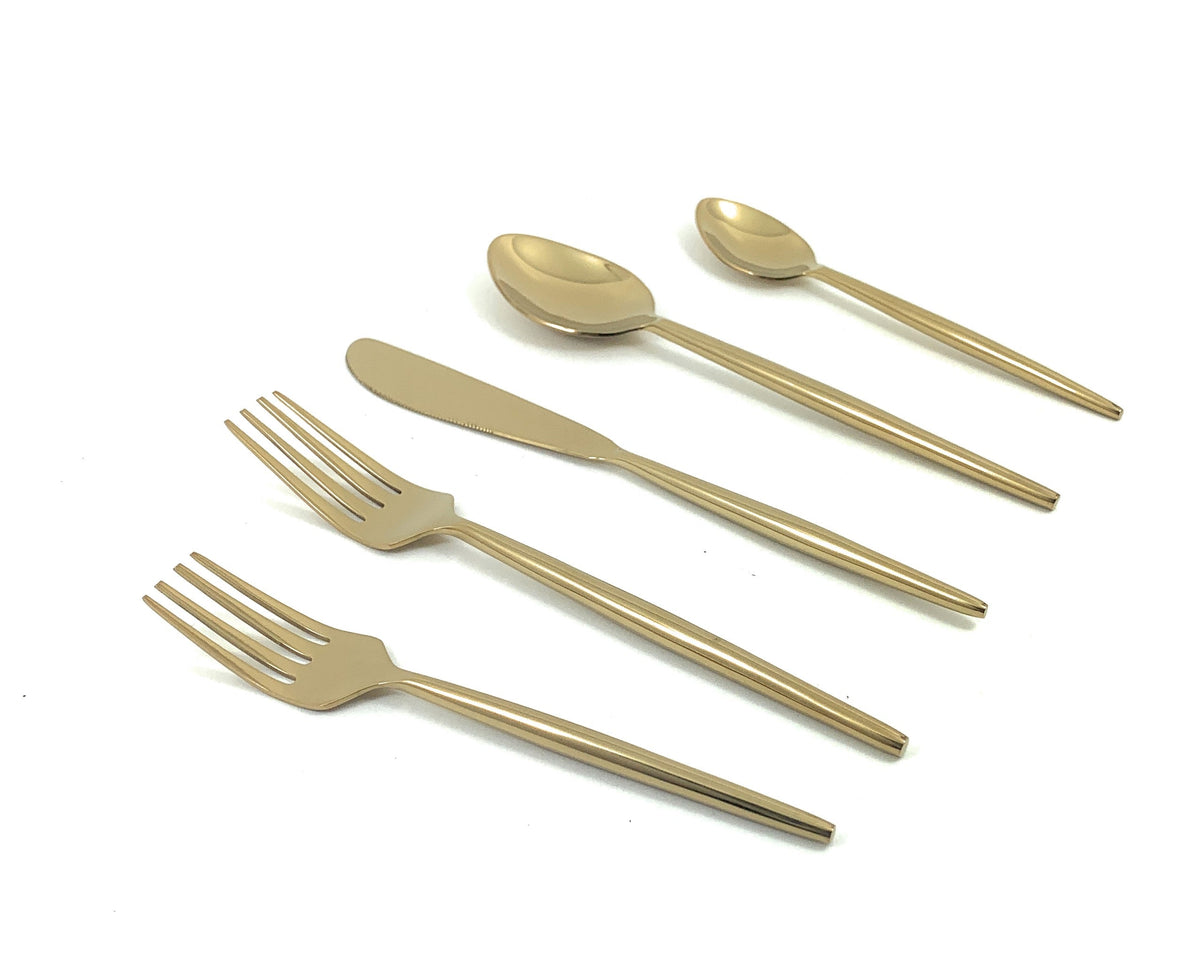 Vibhsa 20-piece gold flatware set for 4 service includes forks, knives and spoons on Tampa Home & Garden Store