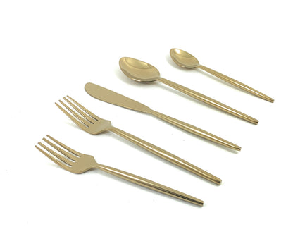 Vibhsa 20-piece gold flatware set for 4 service includes forks, knives and spoons on Tampa Home & Garden Store