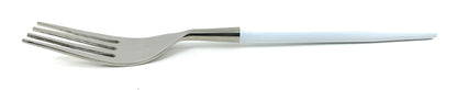 Vibhsa stainless steel dinner fork with white handle on Tampa Home & Garden Store