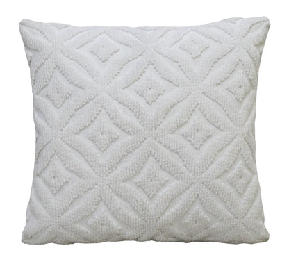 Vibhsa white indoor outdoor ogee throw pillow 18x18 with quilted chevron pattern on Tampa Home & Garden Store