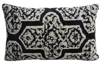 Vibhsa lumbar throw pillow 14x24 black ivory medallion pattern on Tampa Home & Garden Store