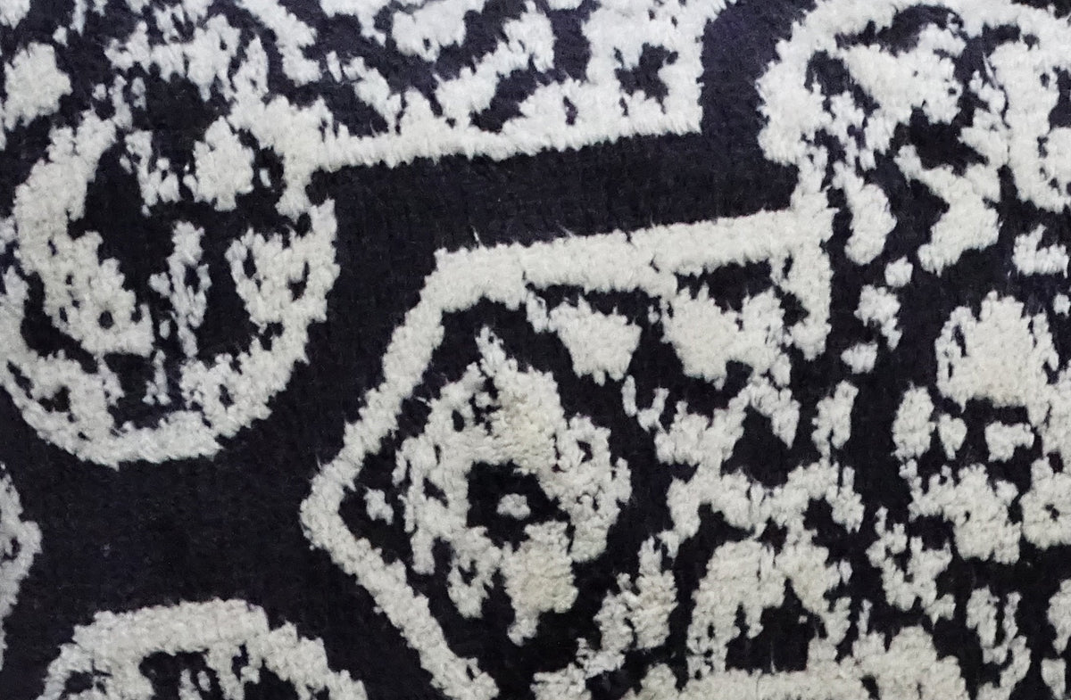 Vibhsa black ivory medallion lumbar pillow fabric close-up on Tampa Home & Garden Store
