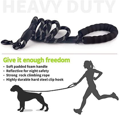 5 ft thick reflective blue dog leash by Vibhsa with soft padded handle and steel clip on Tampa Home & Garden Store