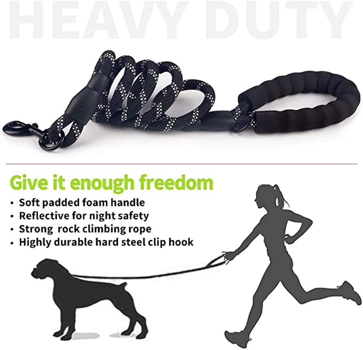 Vibhsa 5 ft thick reflective dog leash red with soft padded foam handle and steel clip hook on Tampa Home & Garden Store