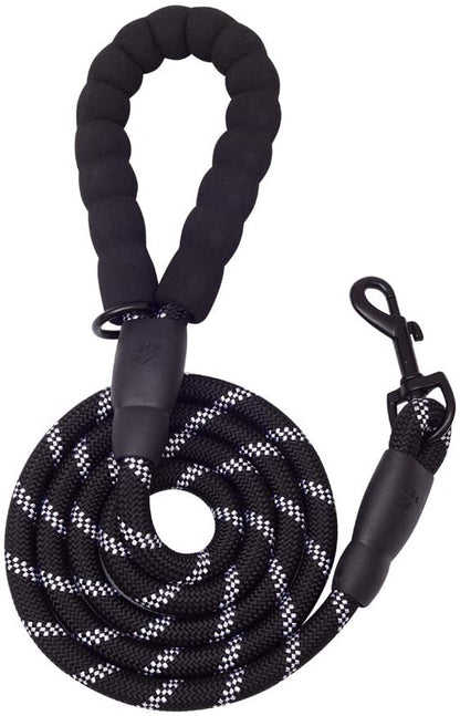 5 ft thick reflective dog leash by Vibhsa black paracord with padded handle and clip on Tampa Home & Garden Store