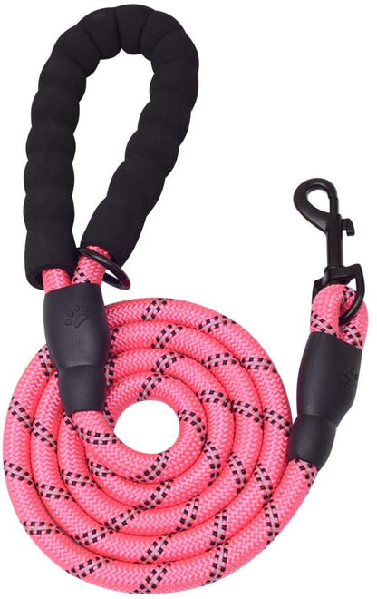 Vibhsa 5 ft pink reflective dog leash with thick rope and clip on Tampa Home & Garden Store