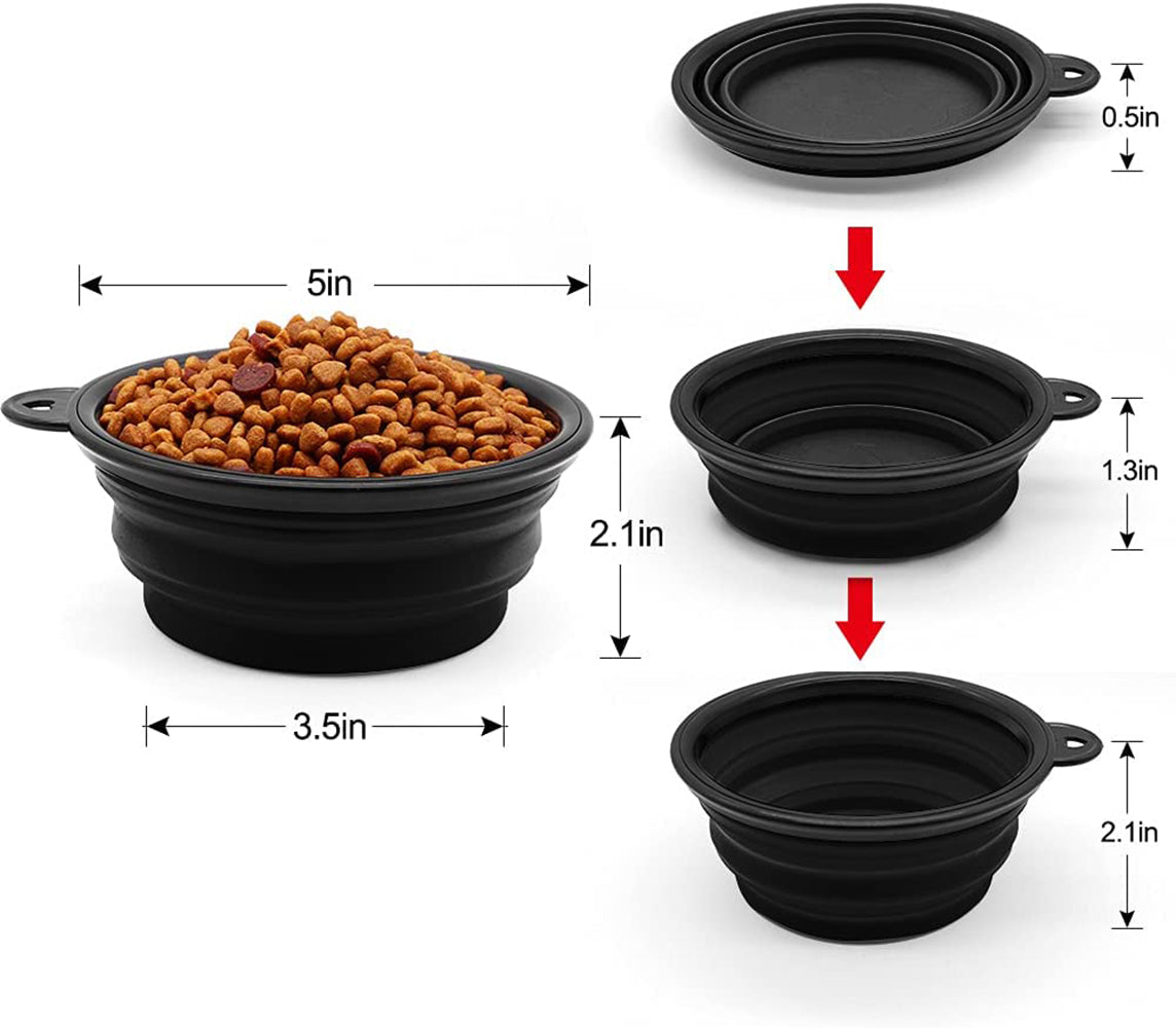 5in portable foldable small dog bowl set by Vibhsa, black silicone, 5 pieces on Tampa Home & Garden Store