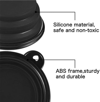 Vibhsa 5in portable foldable dog bowl set, black silicone bowl with ABS frame, 5 pieces on Tampa Home & Garden Store