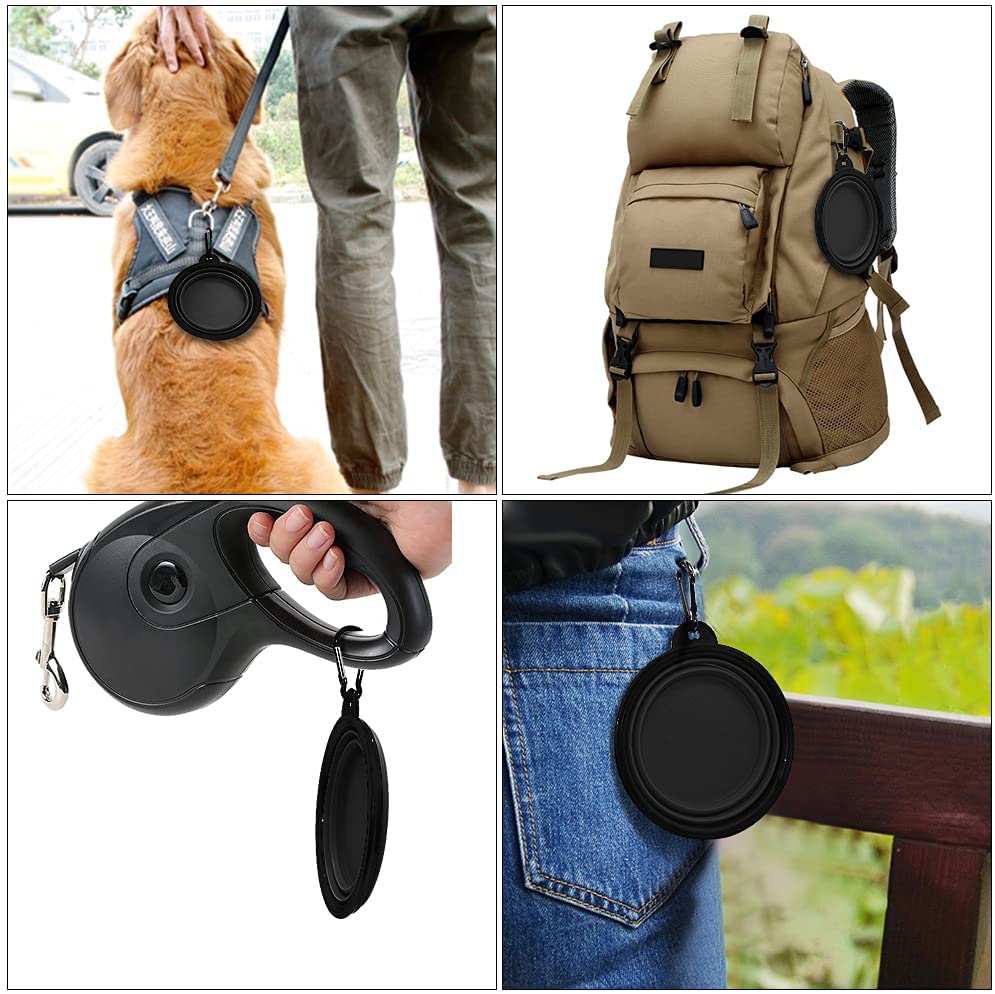 Vibhsa 5-inch portable foldable black dog bowl set (5 pcs) with clip for harness, backpack and pocket on Tampa Home & Garden Store