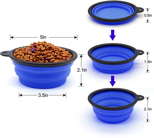 Vibhsa blue 5-pack portable foldable dog bowls with black rims for pets on Tampa Home & Garden Store