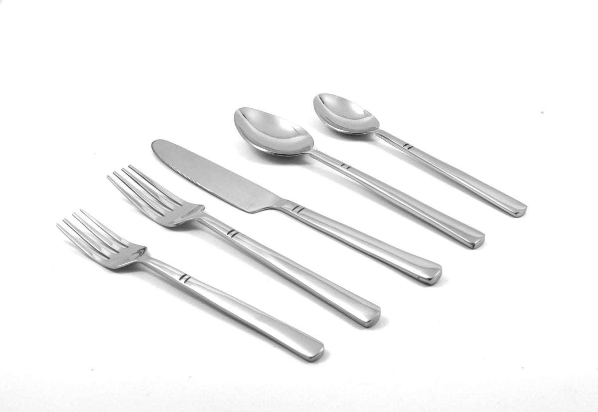 Vibhsa 20-piece flatware set in silver stainless steel with forks knives spoons on Tampa Home & Garden Store