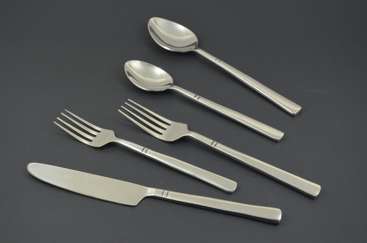 Vibhsa modern flatware set 20 pieces in silver stainless steel with forks spoons knives on Tampa Home & Garden Store