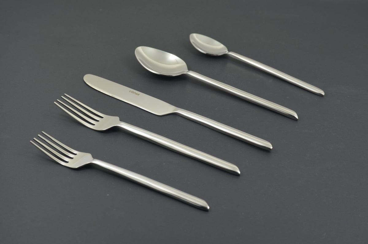 Vibhsa 20-piece stainless flatware set with silver handles including forks, knives, spoons on Tampa Home & Garden Store