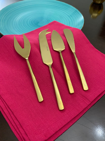 Vibhsa cheese knives set of 4 with hammered gold-tone stainless steel blades on Tampa Home & Garden Store