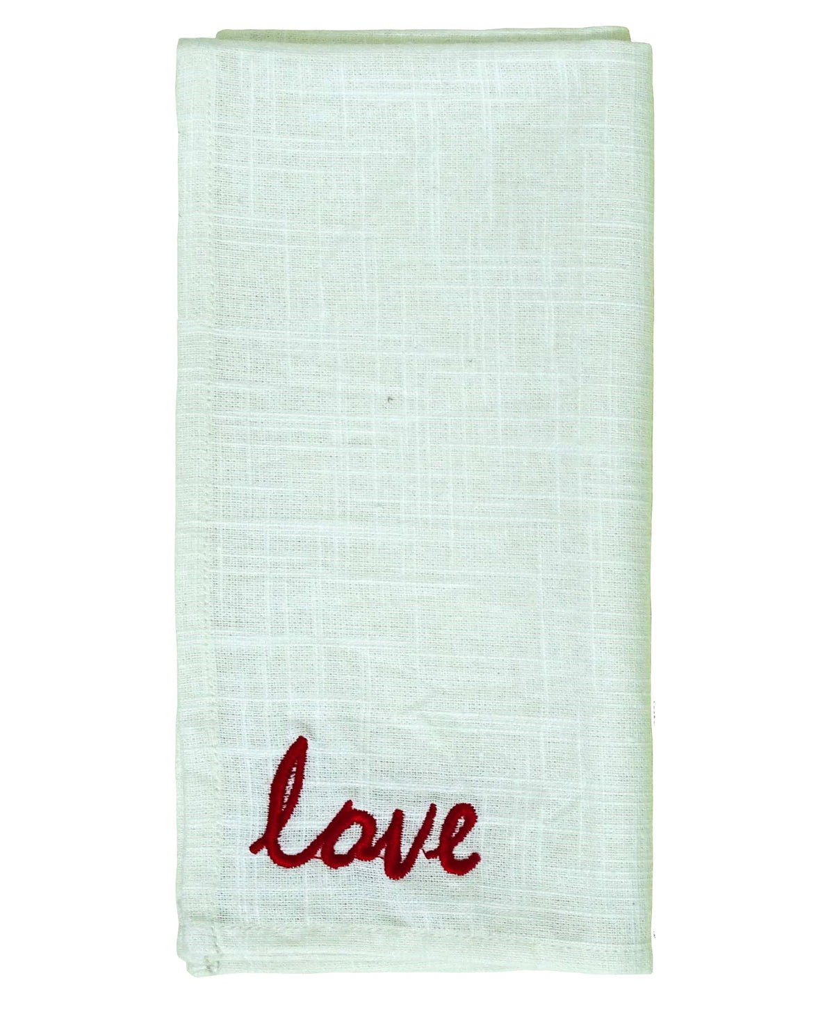 Vibhsa cotton table napkins set of 4 with red embroidery love motif 20x20 on Tampa Home & Garden Store