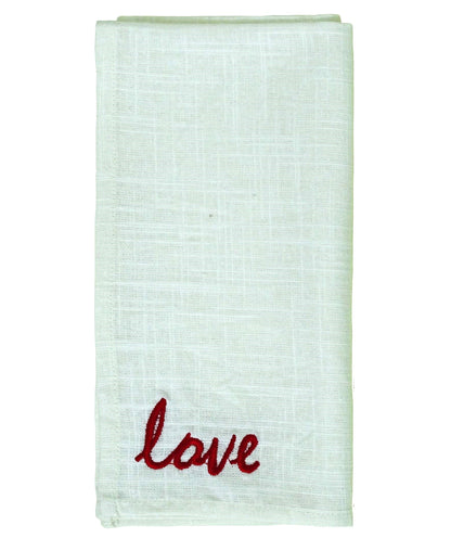 Vibhsa cotton table napkins set of 4 with red embroidery love motif 20x20 on Tampa Home & Garden Store