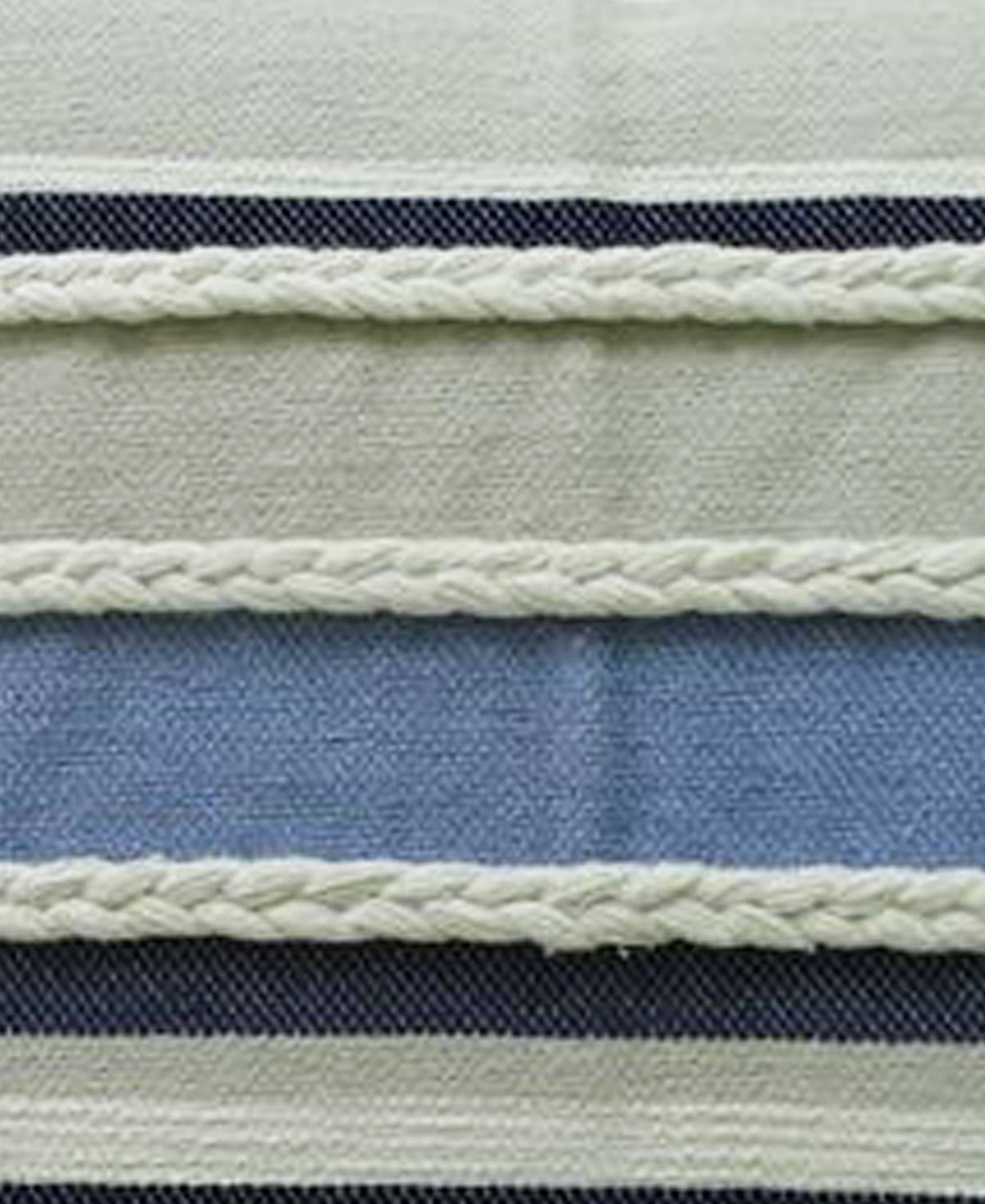 Throw Pillow Handwoven braided textured stripe decor in beige navy denim, by Vibhsa on Tampa Home & Garden Store
