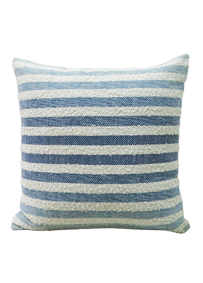 Vibhsa 100% cotton ombre textured stripe throw pillow in blue and cream stripes on Tampa Home & Garden Store