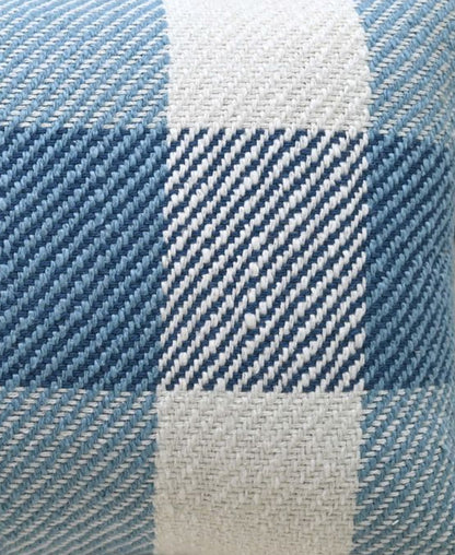 Vibhsa handloom woven textured plaid decorative throw pillow with insert in blue and white on Tampa Home & Garden Store