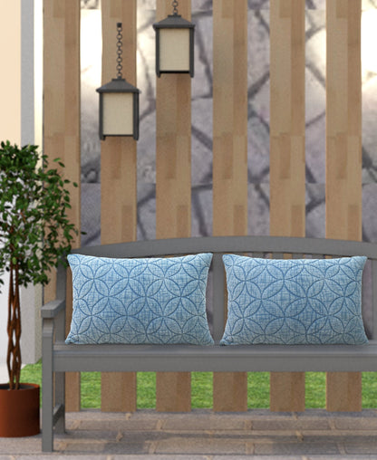 Blue textured quilted decorative throw pillow set of 2, 14x20, Vibhsa on Tampa Home & Garden Store