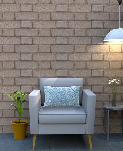 Throw pillow 14x20, blue textured quilted pattern by Vibhsa on outdoor chair on Tampa Home & Garden Store