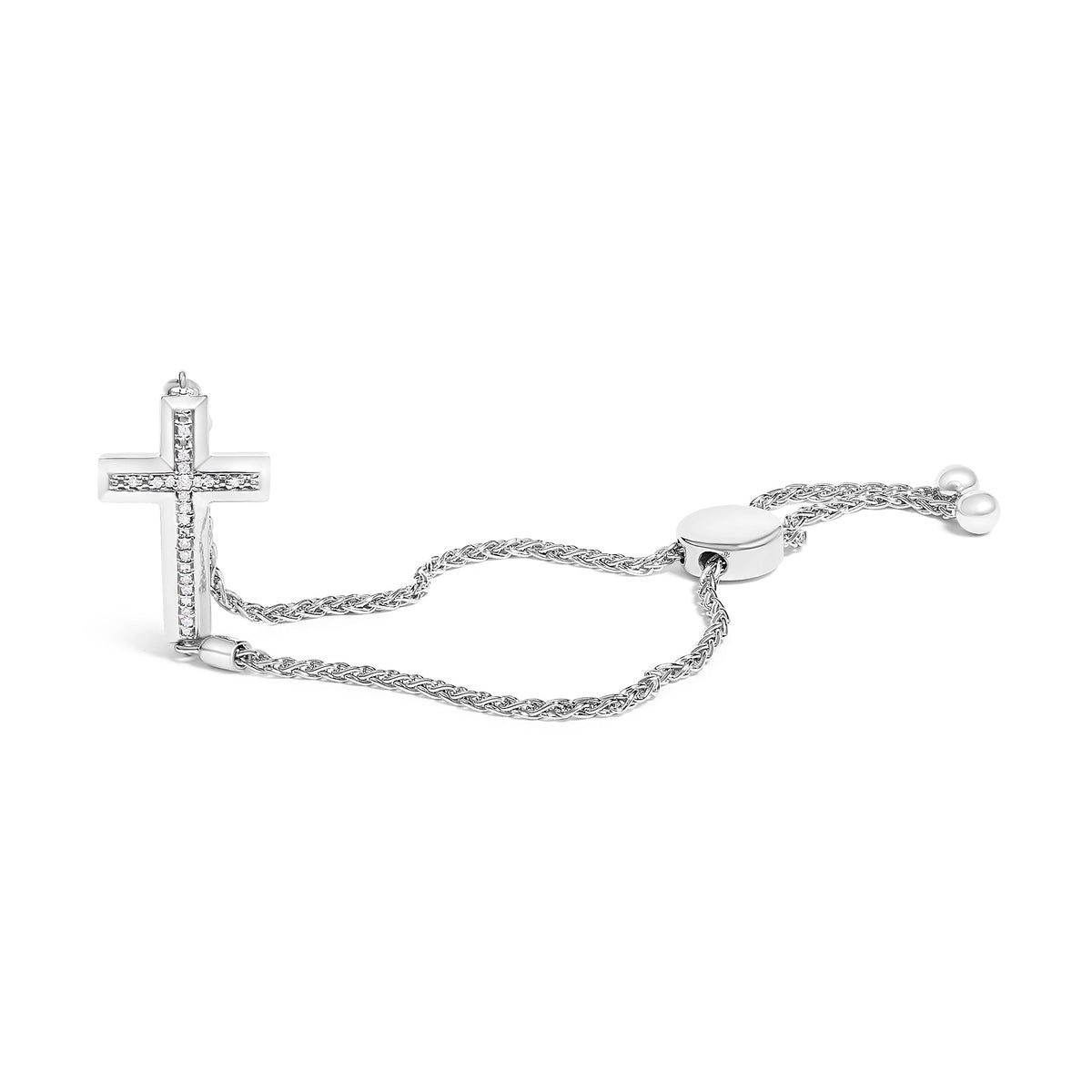 Bracelet .925 sterling silver cross bolo with diamond accents, I-J color I1-I2, 7in by Bids.com on Tampa Home & Garden Store