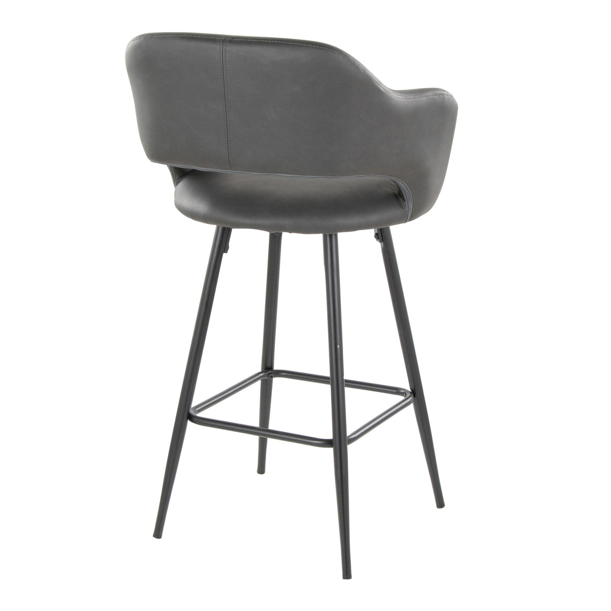 Counter stool HouseOfZazla gray faux-leather with curved back and square footrest on Tampa Home & Garden Store